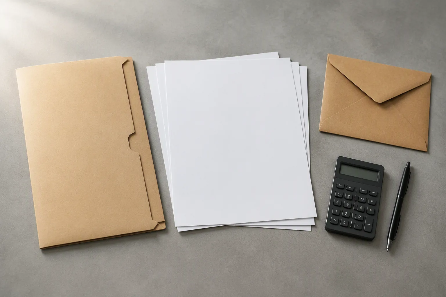 A blank export document set laid out on a desk