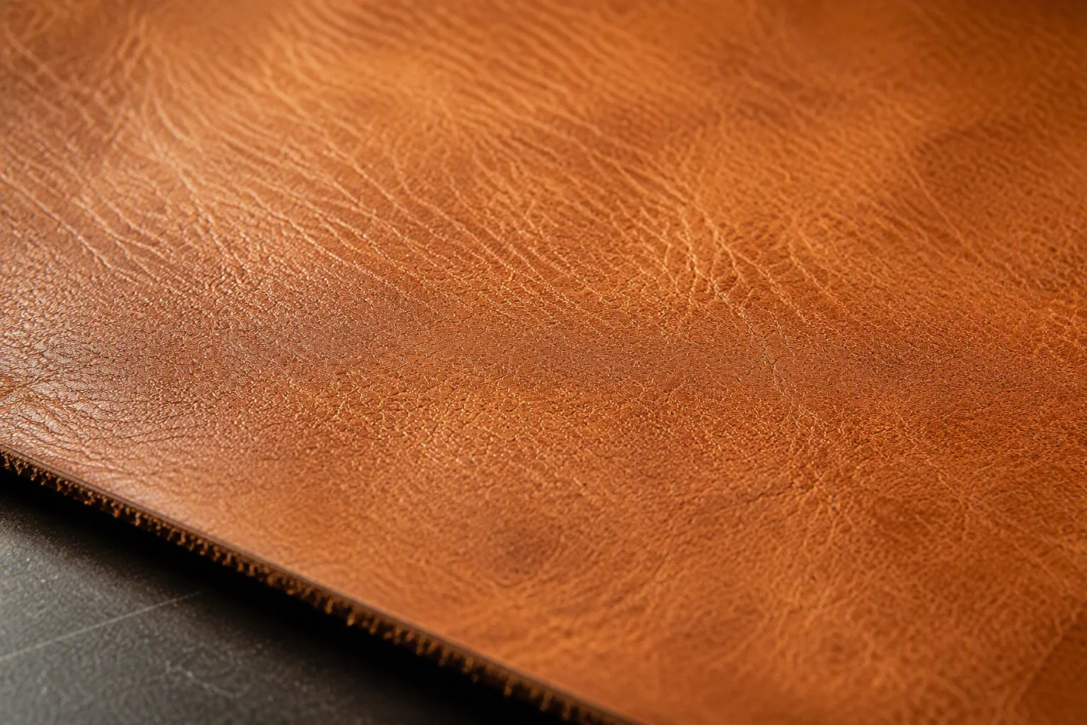 A close view of an aniline-finished leather panel showing open natural grain
